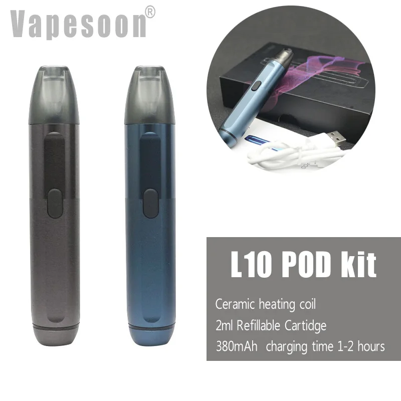 Vapesoon New stock L10 POD kit with 380mAh 2ml Refillable Cartidge Ceramic heating coil L10 vape e-cig
Vapesoon New stock L10 POD kit with 380mAh 2ml Refillable Cartidge Ceramic heating coil L10 vape e-cig
