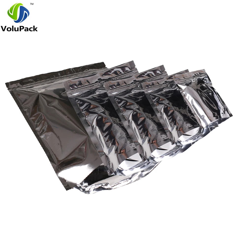 

Multi Sizes Reclosable Stand Up Pouches Shiny Heat Sealing Silver Metallic Foil Mylar Zip Lock Storage Package Bag 100pcs