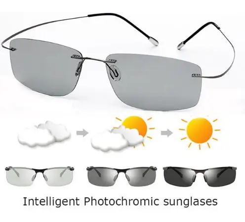 WEARKAPER Polarized Sunglasses Men Driver Intelligent Pure Titanium Rimless Photochromic Sun Glasses For Male Driving UV400
WEARKAPER Polarized Sunglasses Men Driver Intelligent Pure Titanium Rimless Photochromic Sun Glasses For Male Driving UV400