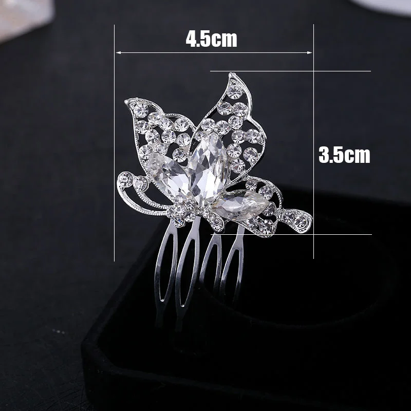 Fantastic Austrian Crystal Butterfly Tiara Silver Plated Wedding Hair Accessories Bridal Women Hair Comb Tiaras (6)