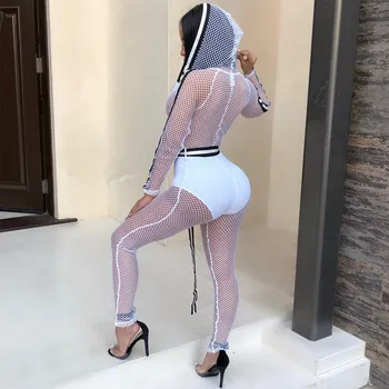 Women See Through Mesh Jumpsuit Sexy Zipper Hoodies Long Romper Nightclub Sashes Bodycon Playsuits
Women See Through Mesh Jumpsuit Sexy Zipper Hoodies Long Romper Nightclub Sashes Bodycon Playsuits