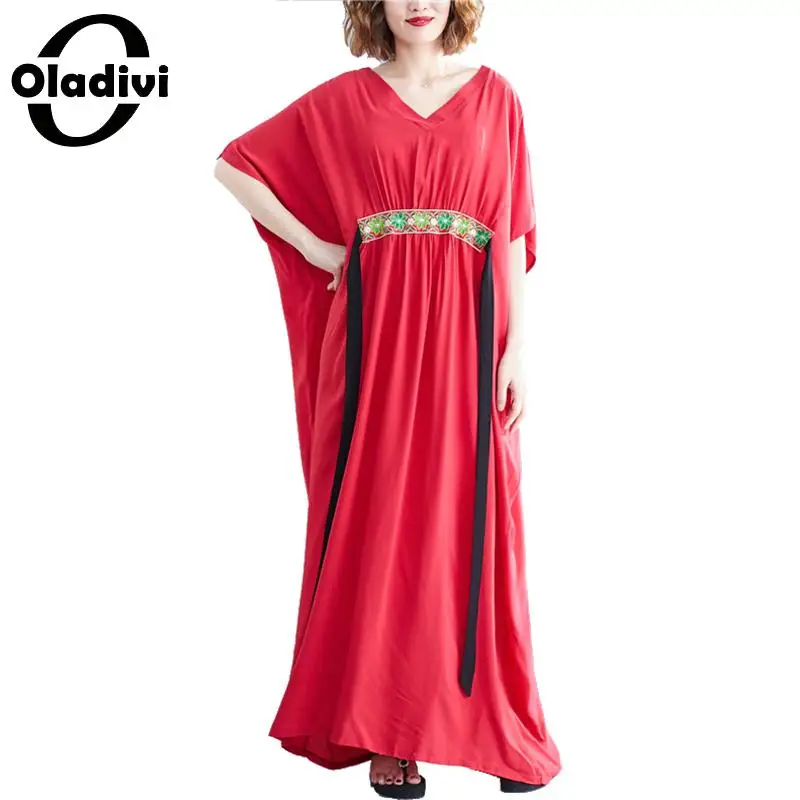 Oladivi Oversized Plus Size Women Clothing Summer Fashion Embroidery Waist Maxi Long Dress Bohemian Beach Wear Femmale Vestidios
Oladivi Oversized Plus Size Women Clothing Summer Fashion Embroidery Waist Maxi Long Dress Bohemian Beach Wear Femmale Vestidios