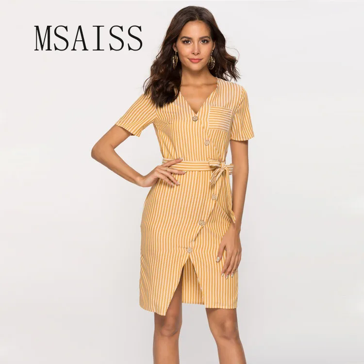 MSAISS Summer Striped Shirt Short Women Dress Elegant Women OL Belt Button Luxury Dress Vestidos De Fiesta
MSAISS Summer Striped Shirt Short Women Dress Elegant Women OL Belt Button Luxury Dress Vestidos De Fiesta