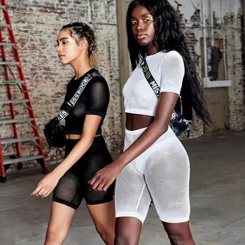 2019 Women Mesh Sheer Sets Fashion Summer See Through Short Sleeve Crop Top + Shorts Black White Sets 2Pcs Casual Sports Clothes
2019 Women Mesh Sheer Sets Fashion Summer See Through Short Sleeve Crop Top + Shorts Black White Sets 2Pcs Casual Sports Clothes