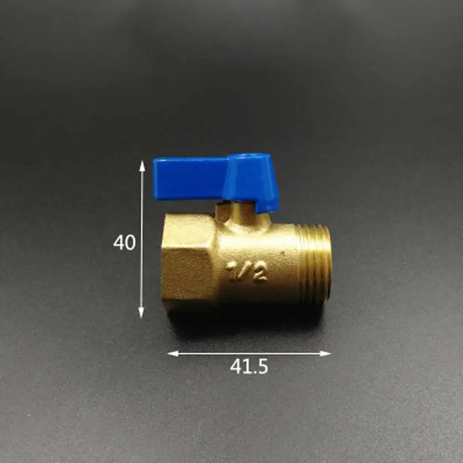 Female to MaLe Brass Ball Valve DN15 1/2" BSP Temperature 0-60C Pressure 8Bar Port Size 8.8mm Blue Handle
Female to MaLe Brass Ball Valve DN15 1/2" BSP Temperature 0-60C Pressure 8Bar Port Size 8.8mm Blue Handle