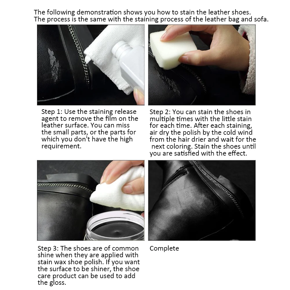 Description Picture 3 of itemColor Paste Shoe Cream Leather Polish Coloring Agent Leather Stain Wax Shoe Polish For Bag Shoes Sofa Furniture proficient