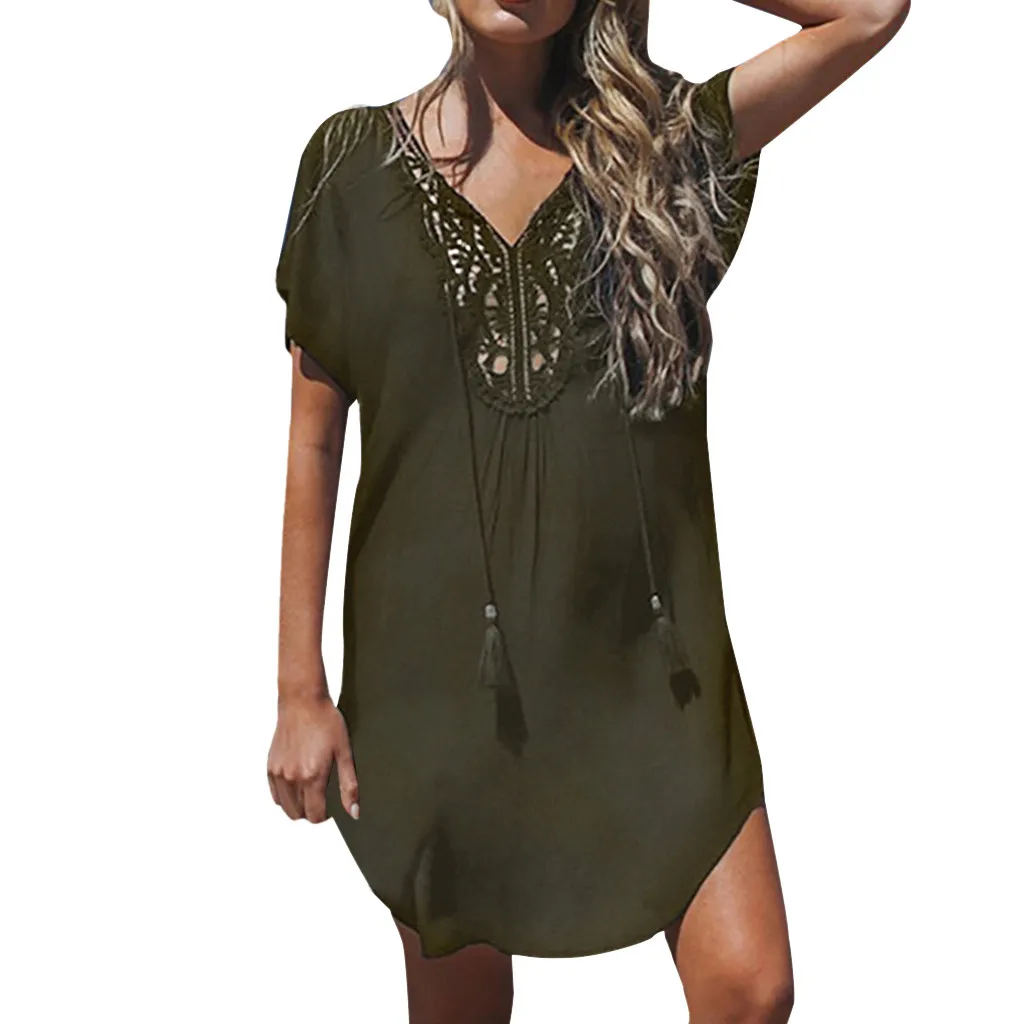 Women 2019 Indie Folk summer dress women casual dress Lace Stitching Mini Dress Deep V-neck Summer Fashion Beach Dress#G4
Women 2019 Indie Folk summer dress women casual dress Lace Stitching Mini Dress Deep V-neck Summer Fashion Beach Dress#G4