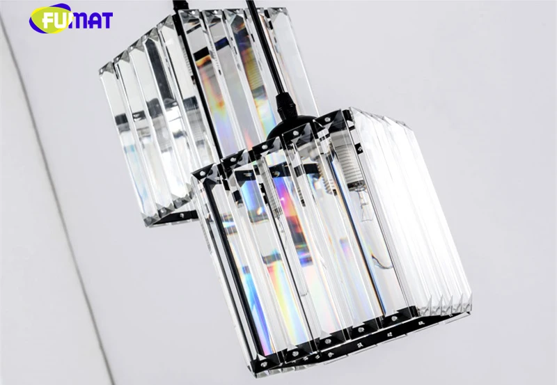 FUMAT Crystal K9 Stairs Rotation Ceiling Lamps Chandelier Lighting Hanging Lights LED Fixture American Modern Style Villa Stairs Shade