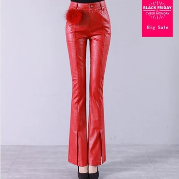 S-XXXL Fashion Brand Pu leather Flare pants 2020 Women's High Waist Split on the bottom pu leather pants Slim Flare Pants wj2174
S-XXXL Fashion Brand Pu leather Flare pants 2020 Women's High Waist Split on the bottom pu leather pants Slim Flare Pants wj2174