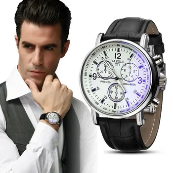 Luxury Fashion Faux Leather Mens Blue Ray Glass Quartz Analog Watches New Men's watch Wrist Party decoration Business Watch gif
Luxury Fashion Faux Leather Mens Blue Ray Glass Quartz Analog Watches New Men's watch Wrist Party decoration Business Watch gif
