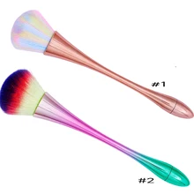 MAFANAILS ongle tête douce nettoyeur de poussière brosse de nettoyage UV Gel dissolvant de poudre or Rose, arc-en-ciel aluminium poignée brosses pour ongles(China)