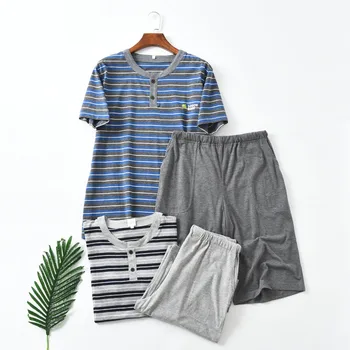 Men's pajamas Summer stripes pyjamas Short sleeve Cotton shorts Mens Pajama set
Men's pajamas Summer stripes pyjamas Short sleeve Cotton shorts Mens Pajama set