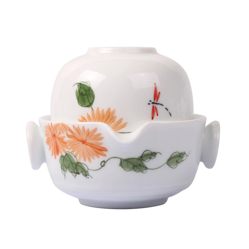 Chinese pattern White ceramic travel tea set 1 cup+1 potporcelain travel elegant gaiwan tea cup,tea cup teapot Teaware kettle 
Chinese pattern White ceramic travel tea set 1 cup+1 potporcelain travel elegant gaiwan tea cup,tea cup teapot Teaware kettle