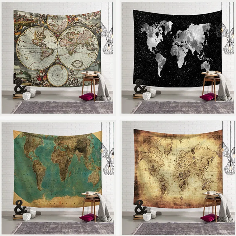 T 3D Digital Printed Polyester Tapestry Geometric Abstraction World Map Background Tablecloth Beautiful Yoga Mat Wall Decoration | Дом и сад