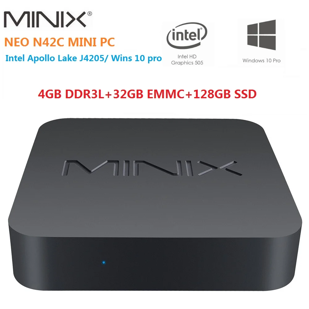 

MINIX NEO N42C-4 Mini PC Windows 10 Pro Intel Apollo Lake J4205 4GB DDR3 32GB eMMC 128GB SSD 2.4GHz+5GHz WiFi 1000Mbps USB3.0 BT