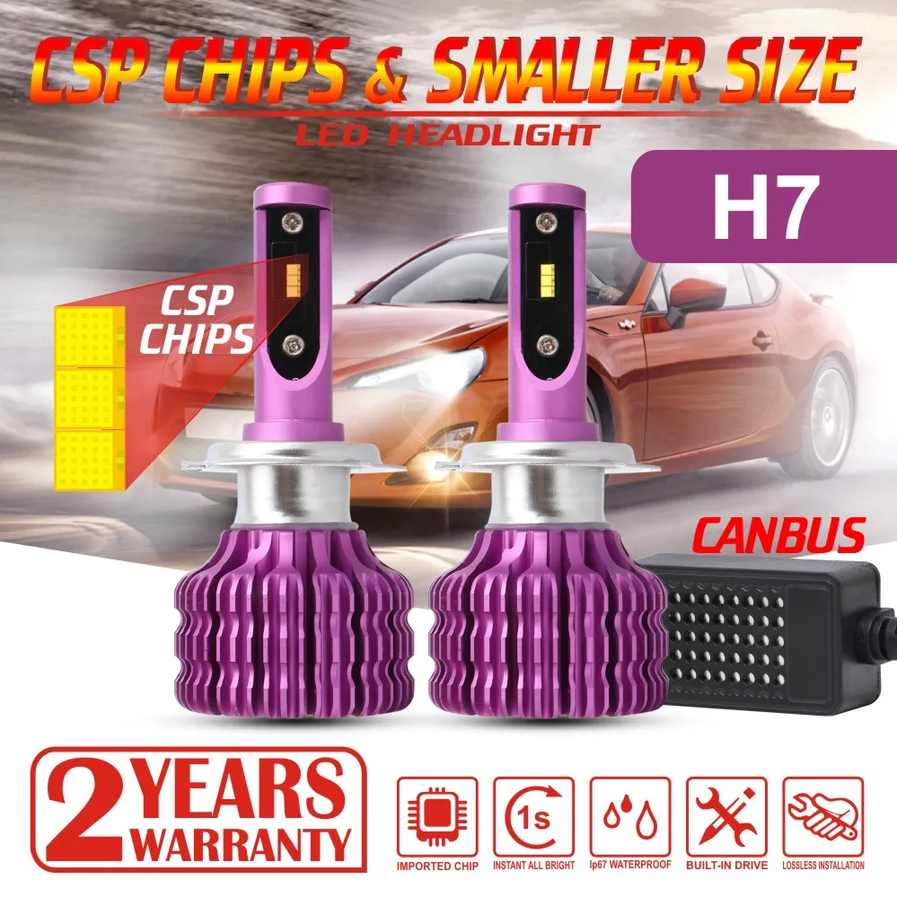 DIC 2PCS Car Headlight CSP LED H7 with CANBUS led lamp 12000LM 6500K h7 led 120W auto Headlight bulbs
DIC 2PCS Car Headlight CSP LED H7 with CANBUS led lamp 12000LM 6500K h7 led 120W auto Headlight bulbs