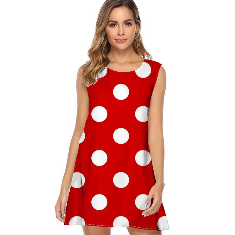Red and White polka dots Print Dress Women New Casual Loose Chiffon Summer Dress Mini Sleeveless Elegant Party vogue Dress
Red and White polka dots Print Dress Women New Casual Loose Chiffon Summer Dress Mini Sleeveless Elegant Party vogue Dress