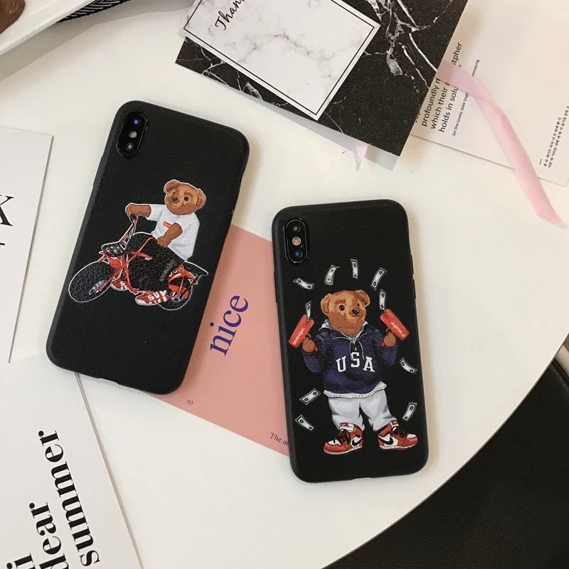Luxury brand bear Skin texture moschin cover case for iphone 6 plus 7 7plus 8 8plus X XR XS MAX Soft silicon suprem phone coque
Luxury brand bear Skin texture moschin cover case for iphone 6 plus 7 7plus 8 8plus X XR XS MAX Soft silicon suprem phone coque