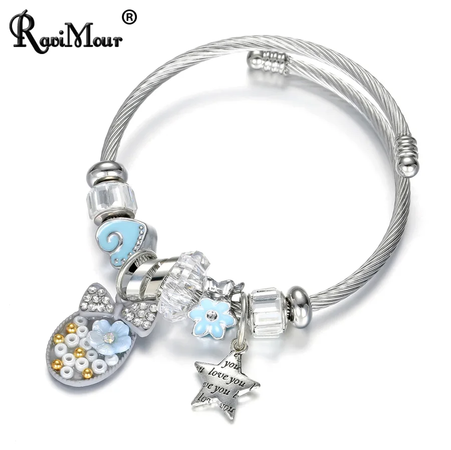 RAVIMOUR DIY Stainless Steel Bangles for Women Fashion Jewelry Gift for Girls Flower Star Carved Letter Love Silver Bracelets
RAVIMOUR DIY Stainless Steel Bangles for Women Fashion Jewelry Gift for Girls Flower Star Carved Letter Love Silver Bracelets