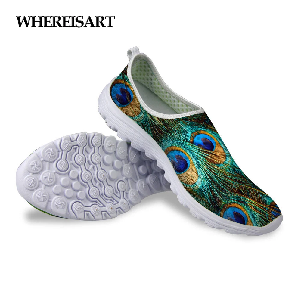 WHEREISART Fashion Peacock Feather Design Women's Casual Mesh Shoes Summer Beach Water Shoes Woman Light Weight Flats Shoes 
WHEREISART Fashion Peacock Feather Design Women's Casual Mesh Shoes Summer Beach Water Shoes Woman Light Weight Flats Shoes