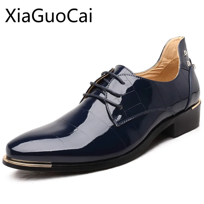 Patent Leather Luxury Men Oxfords Genuine Leather Lace Up Men Dress Shoes Flat Business Formal Shoes Plus Size Drop Shipping W3
Patent Leather Luxury Men Oxfords Genuine Leather Lace Up Men Dress Shoes Flat Business Formal Shoes Plus Size Drop Shipping W3