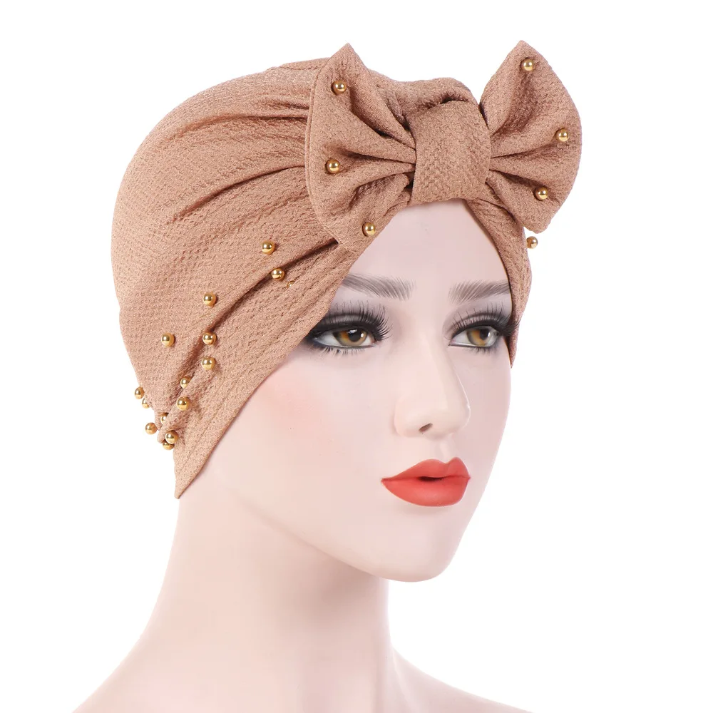 

Мусульманский женский эластичный бисер чалма с бантиком головной убор шарф головной убор головная повязка головной убор аксессуары для волос