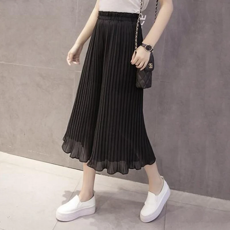 Hot Spring Summer Casual Chiffon High Waist Pleated Loose Women's Calf-Length Trousers Wide Leg Pants Elastic Female Clothings
Hot Spring Summer Casual Chiffon High Waist Pleated Loose Women's Calf-Length Trousers Wide Leg Pants Elastic Female Clothings