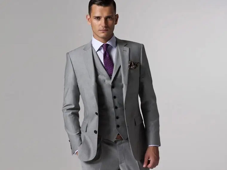 Wholesale- Customized Slim Fit Light Grey Men Wedding Suits Groom Tuxedos For Men Business Men Suits (Jacket+Pant+Vest+Tie)
Wholesale- Customized Slim Fit Light Grey Men Wedding Suits Groom Tuxedos For Men Business Men Suits (Jacket+Pant+Vest+Tie)