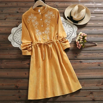 5 Colors Mori Girls Spring Women Cord Dress Floral Embroidery Nice Elegance Sweet Dress Vintage Kawaii Vestido Feminino
5 Colors Mori Girls Spring Women Cord Dress Floral Embroidery Nice Elegance Sweet Dress Vintage Kawaii Vestido Feminino