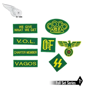 8 Pcs/ Lot Vagos Small Size Jacket Vest Embroidered Patch Green Motorcycle Biker Vest Patch Rock Punk Patch Free Shipping
8 Pcs/ Lot Vagos Small Size Jacket Vest Embroidered Patch Green Motorcycle Biker Vest Patch Rock Punk Patch Free Shipping
