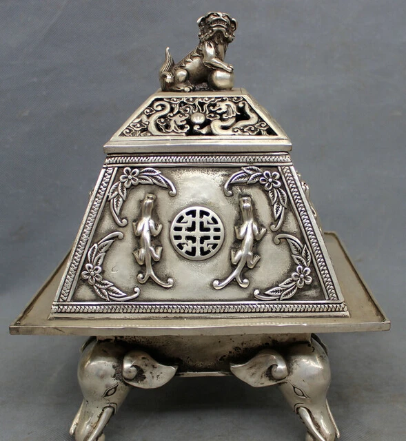 JP S0608 11" Tibet Silver Buddhist Dragon Lion Statue Elephant Head Incense Burner Censer
JP S0608 11" Tibet Silver Buddhist Dragon Lion Statue Elephant Head Incense Burner Censer