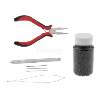 Hair Extension Feather Pliers Pulling Tool Hook Micro Rings Beads Loops with 1000pcs Soft Silicone Loops Set
Hair Extension Feather Pliers Pulling Tool Hook Micro Rings Beads Loops with 1000pcs Soft Silicone Loops Set