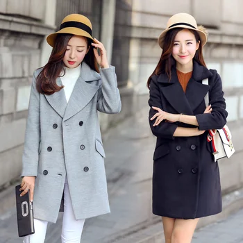 2018 fashion women's autumn winter woolen long loose coat Korean double-breasted lapel wool coat multi-pocket blends coat
2018 fashion women's autumn winter woolen long loose coat Korean double-breasted lapel wool coat multi-pocket blends coat