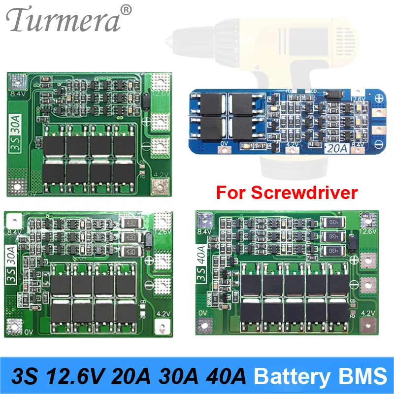 3S 12.6V 20A 30A 40A for Screwdriver Battery 12V Li-ion 18650 Battery Protection Board BMS PCM
3S 12.6V 20A 30A 40A for Screwdriver Battery 12V Li-ion 18650 Battery Protection Board BMS PCM