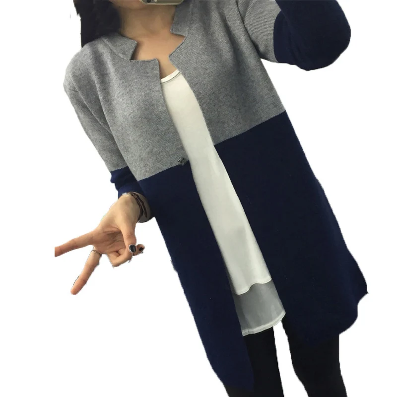 2018 Autumn Winter Women's Patchwork Loose Knitted Sweater Cardigan Female Long Sleeve O-neck Warm Jacket Knitting F579 |