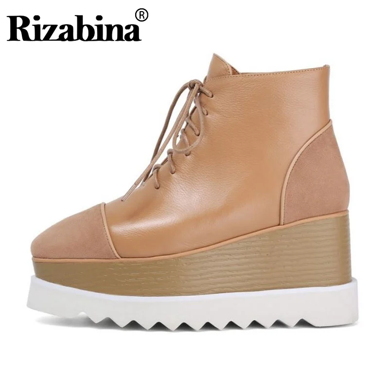 RIZABINA/женские ботильоны из натуральной кожи Новинка 2020 года Зимняя обувь на