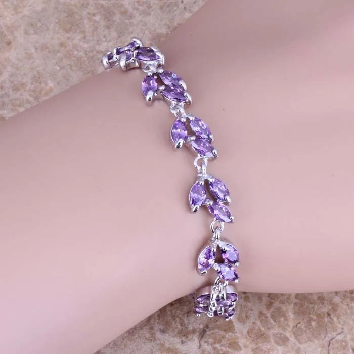 Enchanting Purple Cubic Zirconia 925 Sterling Silver Link Chain Bracelet 6.5 - 7.5 inch S0541A
Enchanting Purple Cubic Zirconia 925 Sterling Silver Link Chain Bracelet 6.5 - 7.5 inch S0541A
