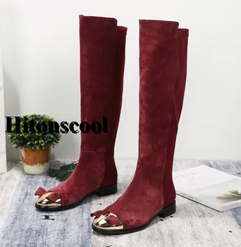 Brand Women Low Heel Boots Metal Round Toe Bowie Knee High Shoes Woman Black Red zapatos de mujer
Brand Women Low Heel Boots Metal Round Toe Bowie Knee High Shoes Woman Black Red zapatos de mujer
