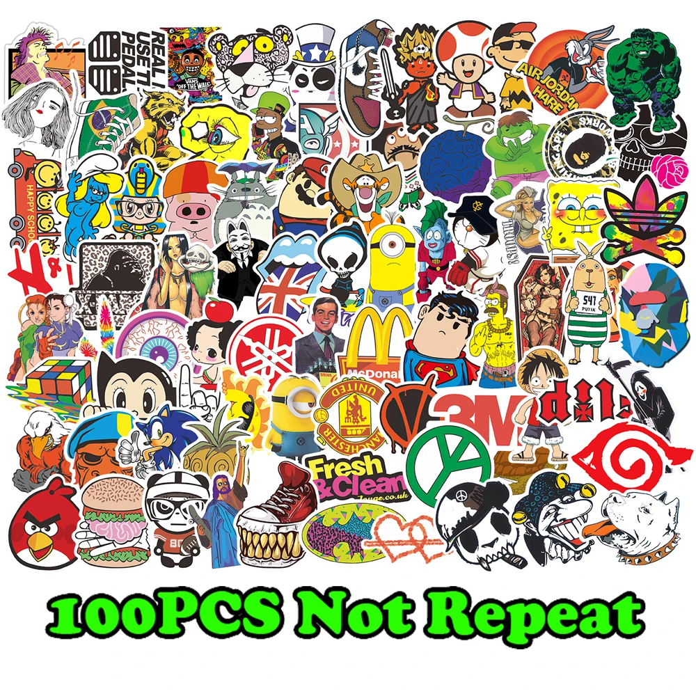 100 PCS Graffiti Sticker Mix Cartoon Cool Funny Stickers for Luggage Motorcycle Bicycle Helmet Laptop Skateboard Stickers Gifts
100 PCS Graffiti Sticker Mix Cartoon Cool Funny Stickers for Luggage Motorcycle Bicycle Helmet Laptop Skateboard Stickers Gifts