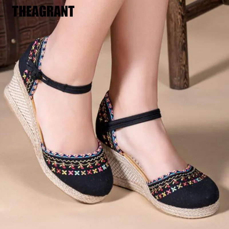THEAGRANT Bohemian Women Platform Sandals Espadrilles Canvas Wedges Embroider Floral High Heels Pumps Summer Shoes Woman WSS3045
THEAGRANT Bohemian Women Platform Sandals Espadrilles Canvas Wedges Embroider Floral High Heels Pumps Summer Shoes Woman WSS3045