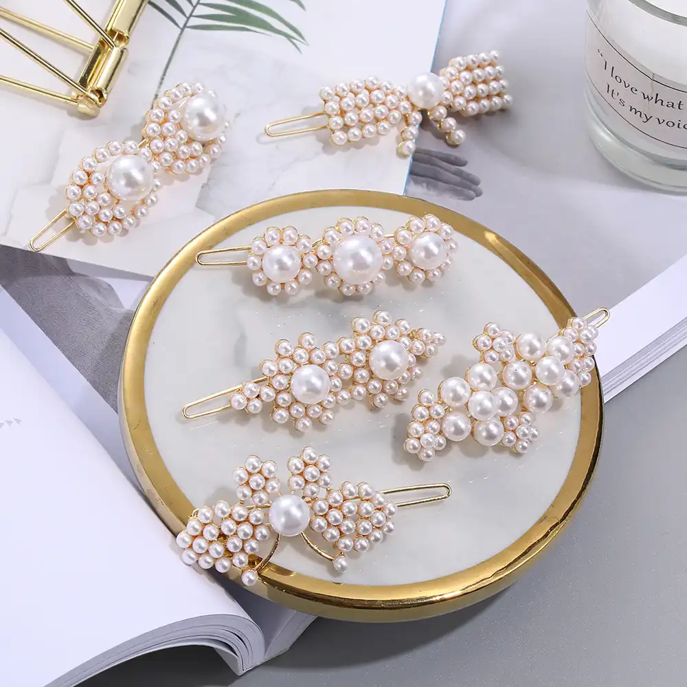 Chic Imitiation Pearl Hair Clip Barrettes For Women Girls Handmade