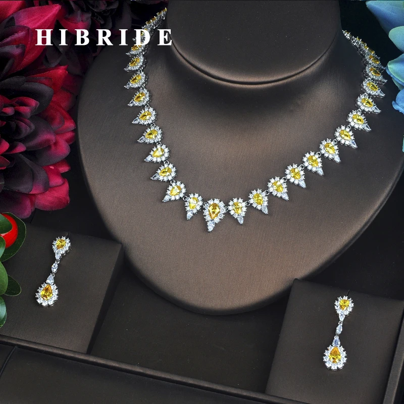 HIBRIDE Fashion Sparkly Yellow Cubic Zirconia Pave Dubai Full Jewelry Sets For Women Earring Necklace Set Christmas Gift N-321
HIBRIDE Fashion Sparkly Yellow Cubic Zirconia Pave Dubai Full Jewelry Sets For Women Earring Necklace Set Christmas Gift N-321