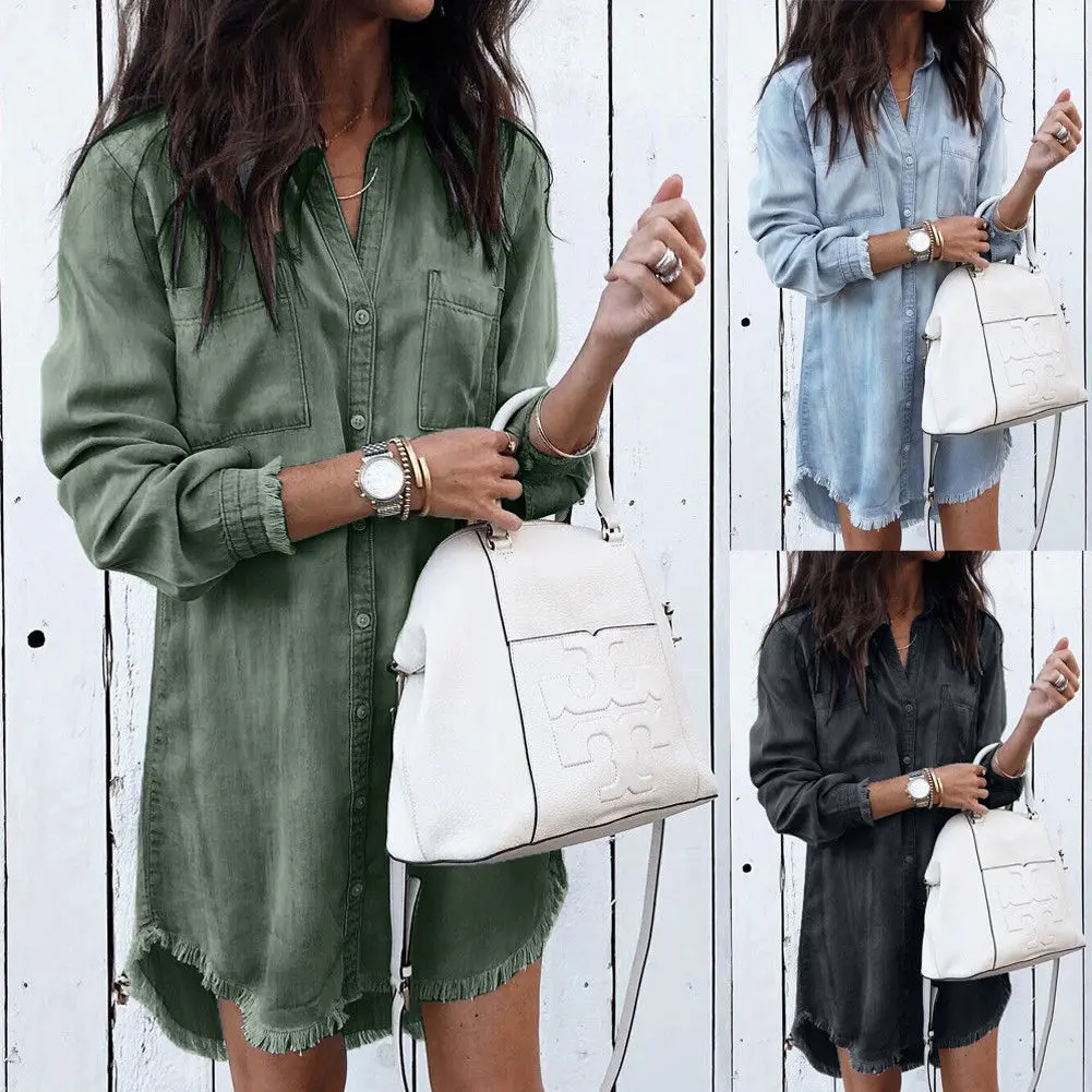 2018 Newly Autumn Women Causal Blouse Tops 3 Style Long Sleeve Single Breasted Solid Denim Long Length Blouse Tops
2018 Newly Autumn Women Causal Blouse Tops 3 Style Long Sleeve Single Breasted Solid Denim Long Length Blouse Tops