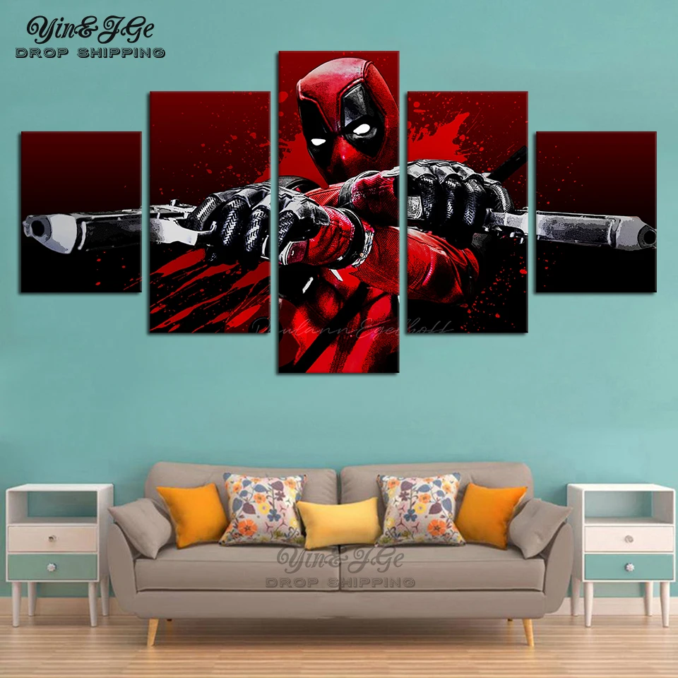 Modular Canvas Pictures HD Print 5 Pieces Deadpool Movie Poster Superhero Painting Framesworks Decor Living Room Wall Artworks
Modular Canvas Pictures HD Print 5 Pieces Deadpool Movie Poster Superhero Painting Framesworks Decor Living Room Wall Artworks