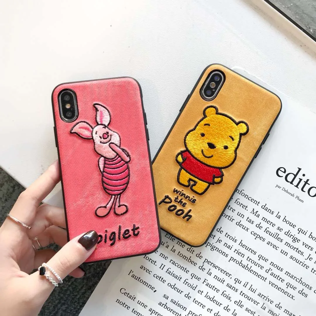 Newest cute cartoon Disneys winnie Pooh pig embroidery phone case For iphone Xs MAX XR X 6 6s 7 8 plus black side back cover
Newest cute cartoon Disneys winnie Pooh pig embroidery phone case For iphone Xs MAX XR X 6 6s 7 8 plus black side back cover