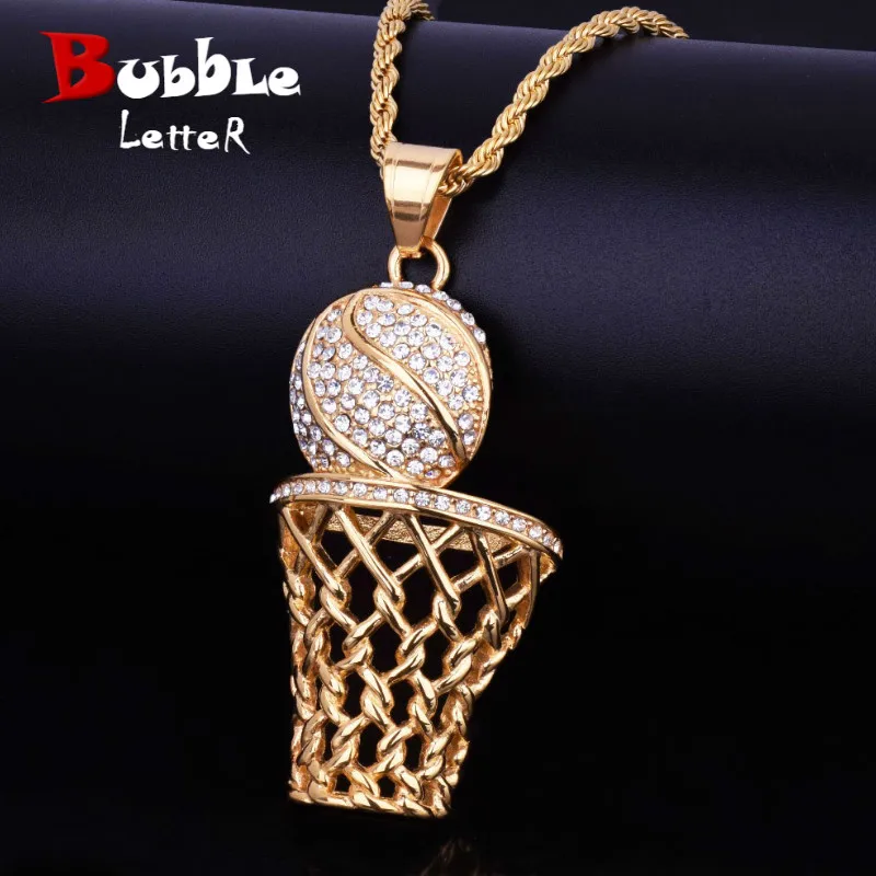 Golden Bling Iced Full Rhinestone Basketball Pendants& Necklaces 316L Stainless Steel Sports Men Hip Hop Jewelry
Golden Bling Iced Full Rhinestone Basketball Pendants& Necklaces 316L Stainless Steel Sports Men Hip Hop Jewelry