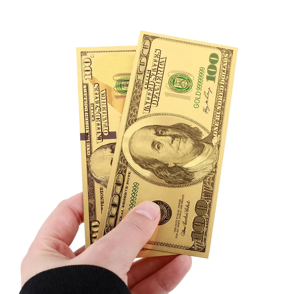 2PCS/Set 24K Gold Plated Dollars High Quality Banknotes 100 Dollar Bills Souvenir Commemorative Notes Antique Plated Coin Gold
2PCS/Set 24K Gold Plated Dollars High Quality Banknotes 100 Dollar Bills Souvenir Commemorative Notes Antique Plated Coin Gold