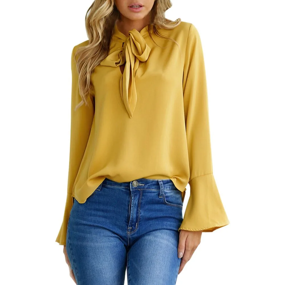 Free Ostrich Luxury Blouse Women Autumn Spring Casual Bow Flare Sleeve Stand Collar Long Sleeve Solid Elegant Shirt Women Tops
Free Ostrich Luxury Blouse Women Autumn Spring Casual Bow Flare Sleeve Stand Collar Long Sleeve Solid Elegant Shirt Women Tops