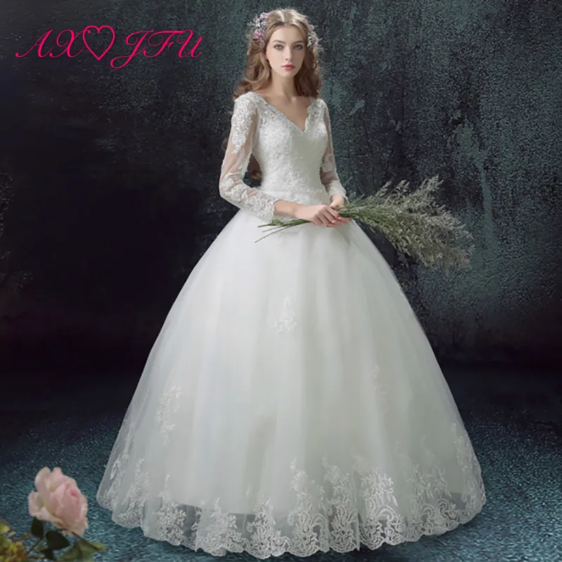 AXJFU Deluxe Lace Sexy Lace Wedding Gown long gown wedding dress winter new custom 7683
AXJFU Deluxe Lace Sexy Lace Wedding Gown long gown wedding dress winter new custom 7683