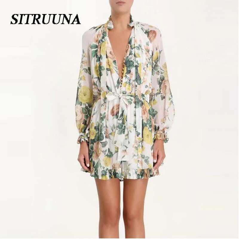 Sitruuna 2019 Long Sleeve Loose Boho Playsuits Vintage Print Floral Female Lace-Up Jumpsuits Casual Holiday Lady Beach Rompers
Sitruuna 2019 Long Sleeve Loose Boho Playsuits Vintage Print Floral Female Lace-Up Jumpsuits Casual Holiday Lady Beach Rompers